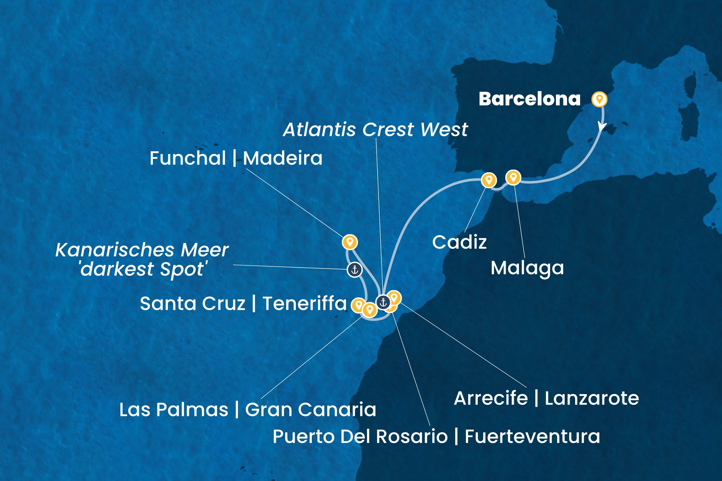 Kanarische Inseln und afrikanische Küste ab Barcelona