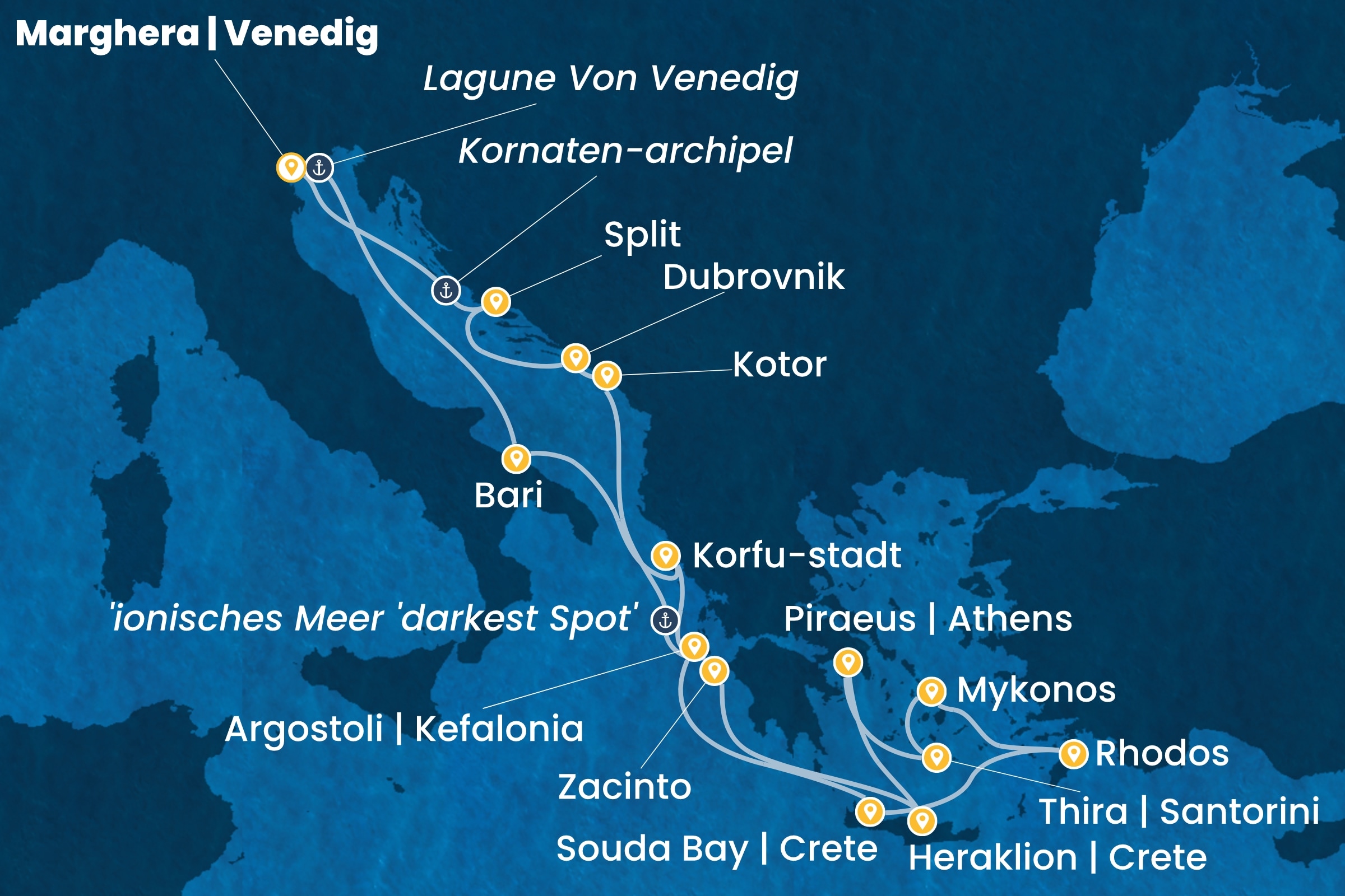 Östliches Mittelmeer ab Marghera | Venedig